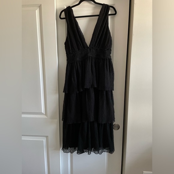 Dreamy Mood Black Textured Swiss Dot Tiered Midi Dress - Lulu’s - Picture 3 of 3